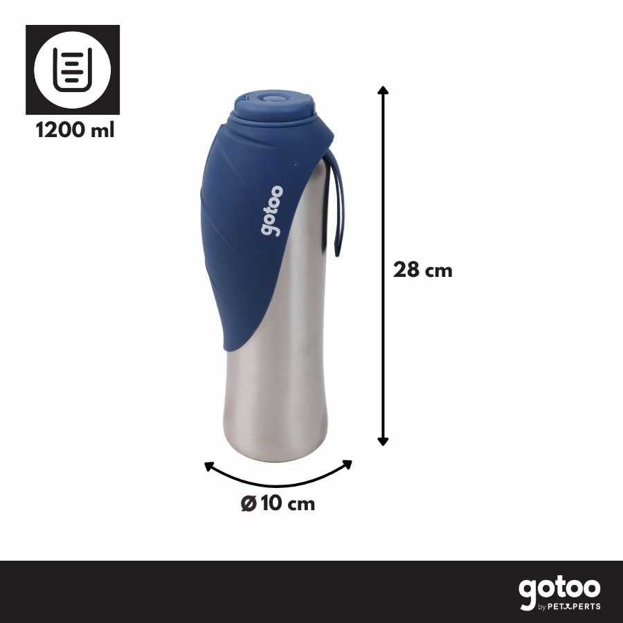 Gotoo Botella Bebedero Port&aacute;til de Acero Inoxidable Azul para perros, , large Imagen numero 5