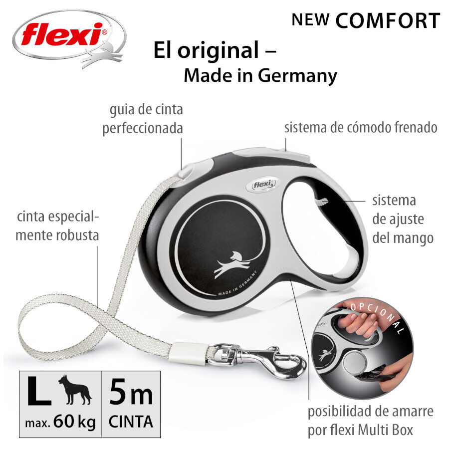 Flexi New Comfort Correa Extensible Gris para perros thumbnail
