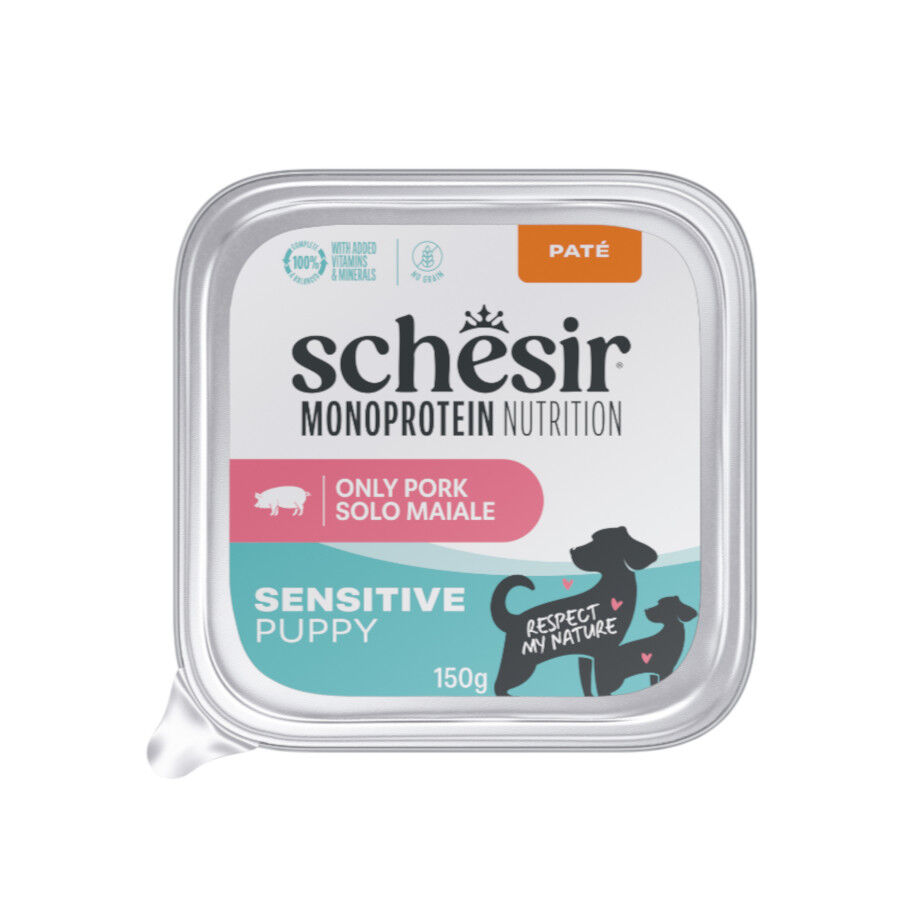 150 g Schesir Monoprotein Tarrina Cerdo pat&eacute; para cachorros, , large Imagen numero 1