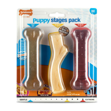 Nylabone Trío de Mordedores con Sabor a Pollo, Bacon y Carne para cachorros