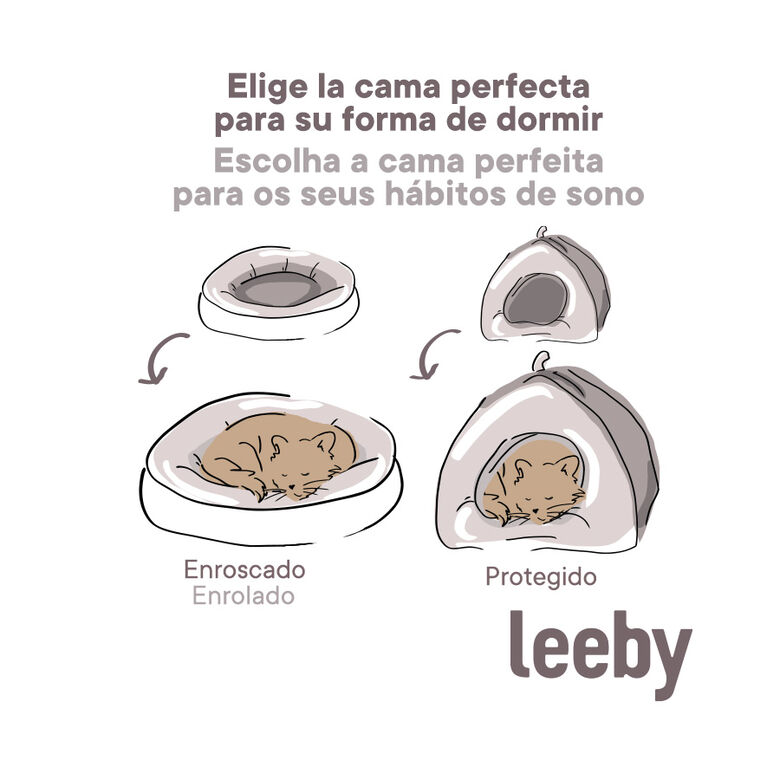 Leeby cama cueva beige para gatos thumbnail