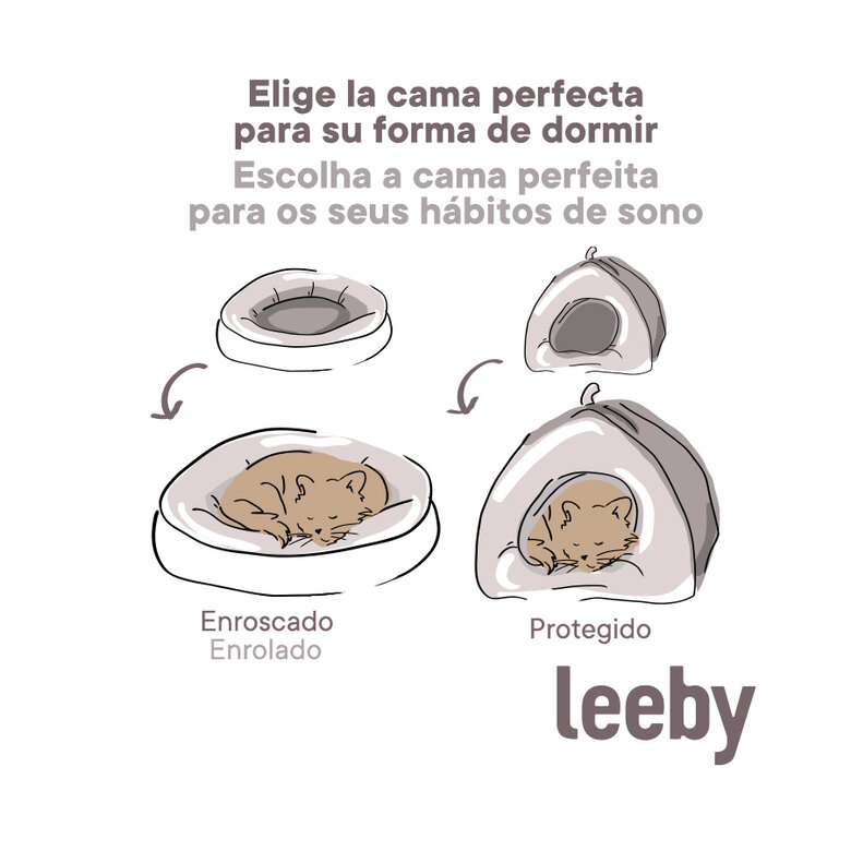 Leeby Cama Donut Antiestrés de Pelo Rosa para gatos, , large image number null