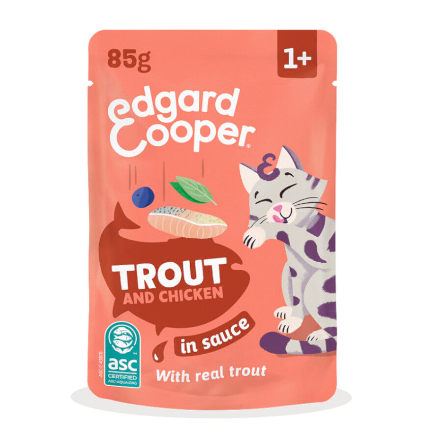 85 g Edgard & Cooper Trucha y Pollo sobre en salsa para gatos, , large Imagen numero 1