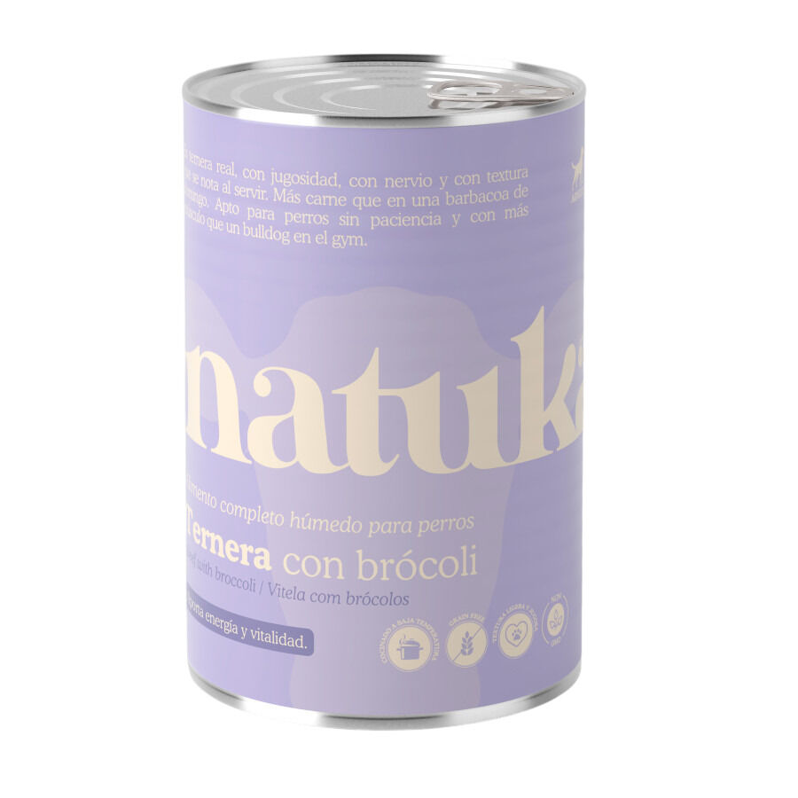 Natuka Comida H&uacute;meda Lata Ternera y Brocoli para perros, , large Imagen numero 1