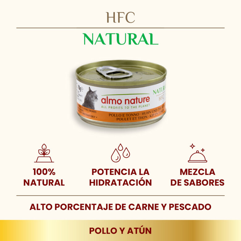 70 g Almo Nature HFC pollo con atún lata para gatos ,  Imagen numero 2 70 g Almo Nature HFC pollo con atún lata para gatos , , large Imagen numero 2