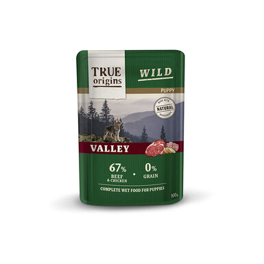 True Origins Wild Puppy Valley Ternera y Pollo sobre para perros