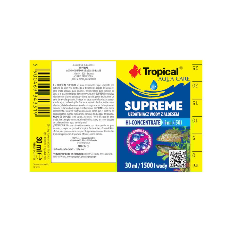 Tropical Supreme Acondicionador de Agua con Aloe para acuarios de agua dulce. thumbnail