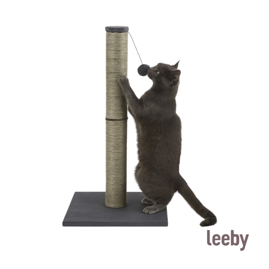 Leeby Gaston rascador de sisal gris con juguete para gatos thumbnail