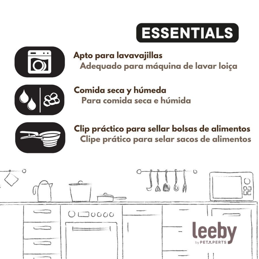 Leeby Cuchara Medidora Plegable Marr&oacute;n para perros y gatos, , large Imagen numero 5