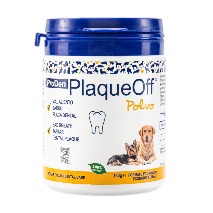 PlaqueOff Polvo Antisarro para higiene bucal de perros y gatos