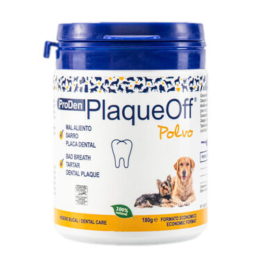 PlaqueOff Polvo Antisarro para higiene bucal de mascotas