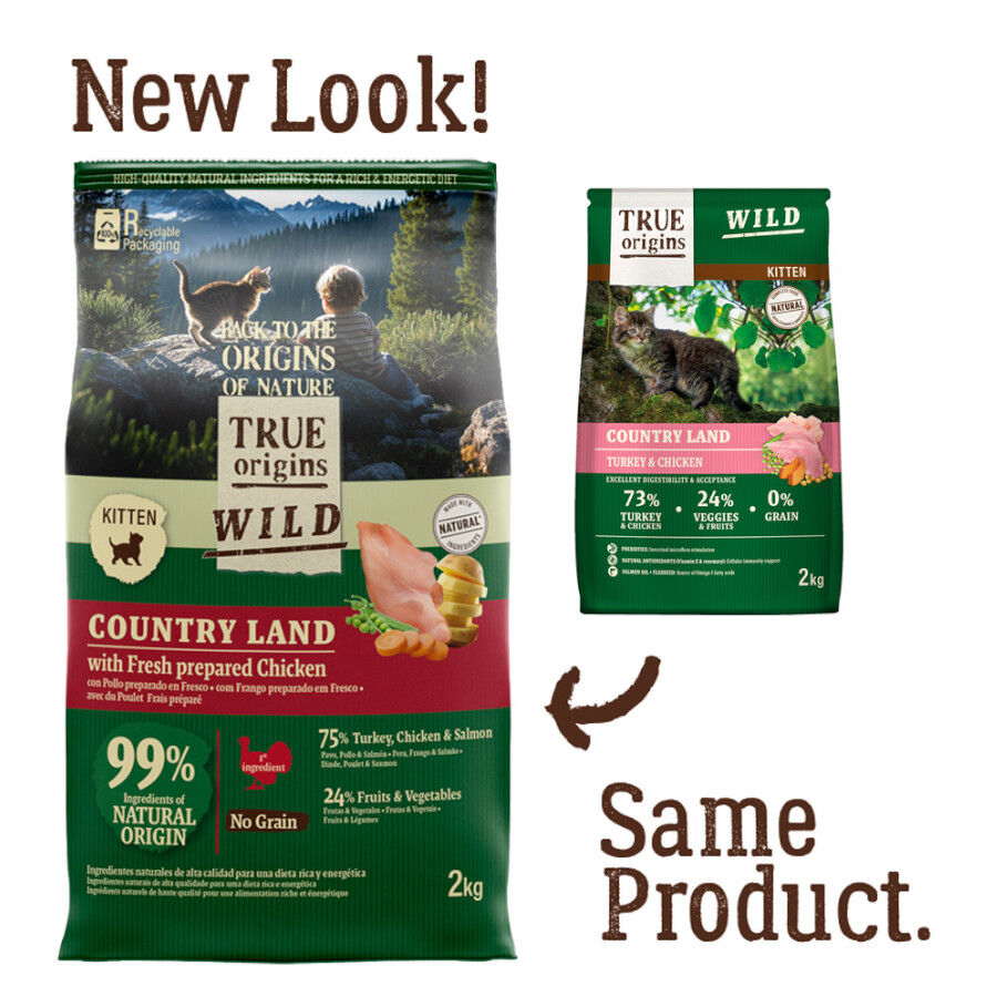 2 kg True Origins Wild Kitten Pollo y Pavo Pienso para gatos, , large Imagen numero 2