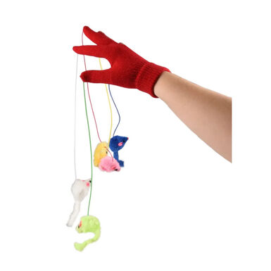Flamingo Guante de juguete con ratones para gatos