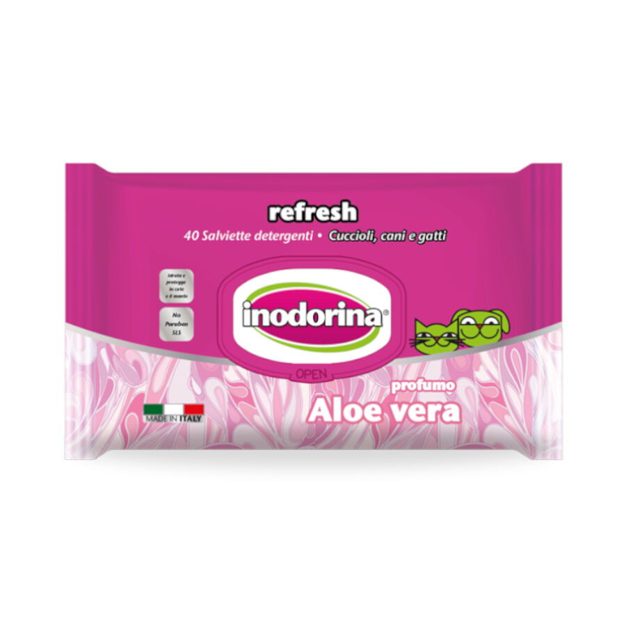 Inodorina Refresh Toallitas Húmedas Aloe Vera para perros y gatos