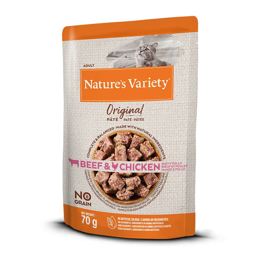 Nature&#039;s Variety Original Adult buey y pollo sobre para gatos