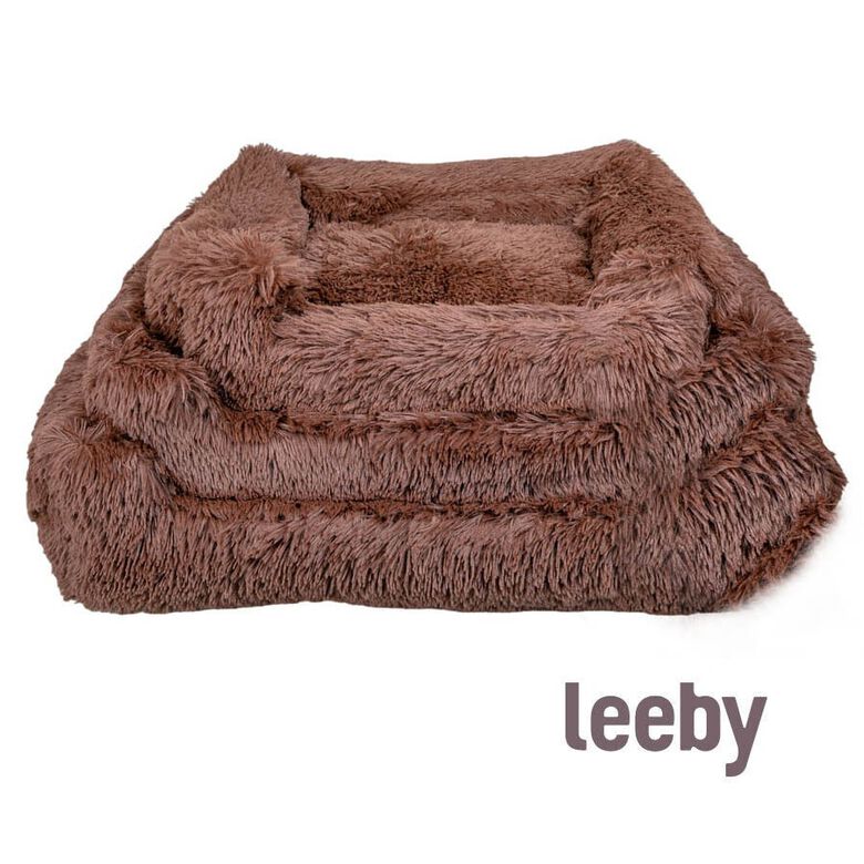 Leeby Cama Suave Antiestrés de Pelo Marrón para perros thumbnail
