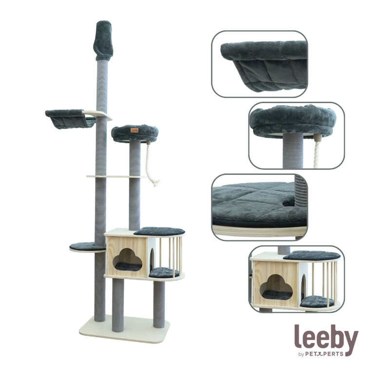 Leeby Cloud Collectión torre rascador de techo con cama y juguete para gatos thumbnail