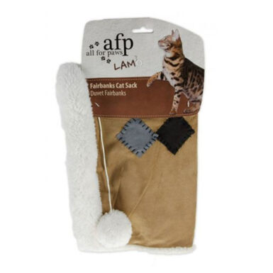 All For Paws Bolsa de cama para gatos borreguito gris y beige