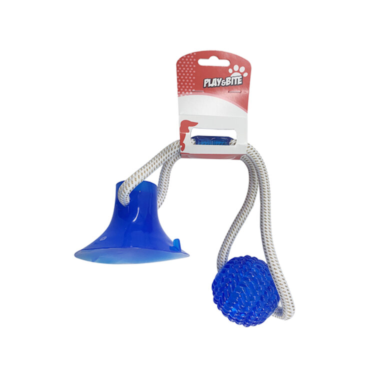Play&Bite Solution Pelota Azul con Cuerda para perros, , large image number null