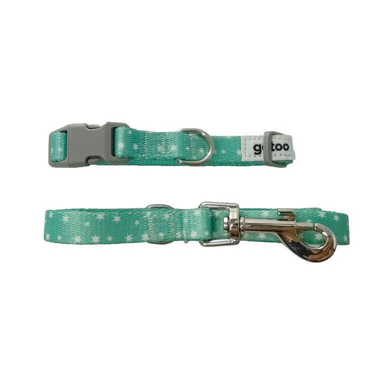 Gotoo Set Correa y Collar estampado con estrellas verde para perros,  Imagen numero 1 Gotoo Set Correa y Collar estampado con estrellas verde para perros, , large Imagen numero 1