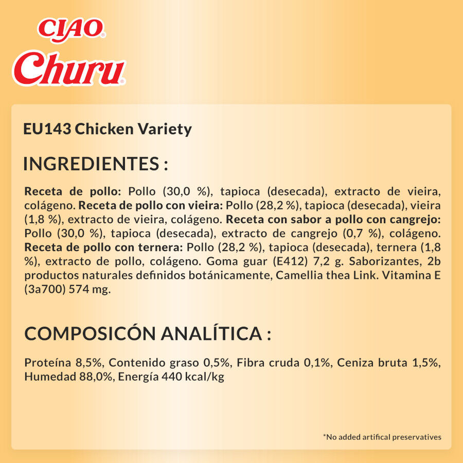 40 sobres x 14 g Churu Variedades de Pollo Snack L&iacute;quido para gatos, , large Imagen numero 7