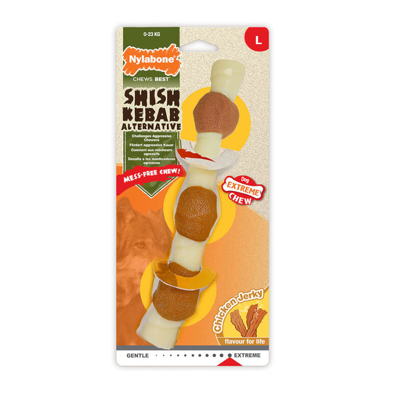 Nylabone Extreme Chew Shish Kebab Alternative Mordedor Resistente Pollo para perros thumbnail