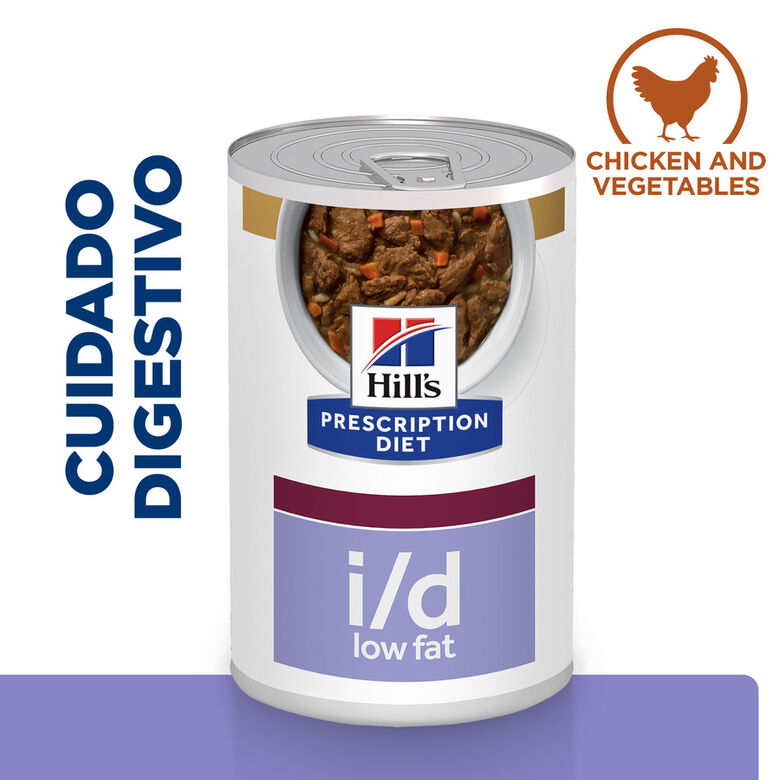Hill&#039;s Prescription Diet Digestive i/d Care Low Fat Estofado de Pollo y Verduras lata para perros thumbnail