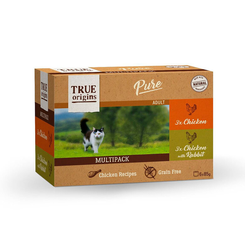 True Origins Pure Pollo y Conejo lata en salsa para gatos - Multipack, , large image number null