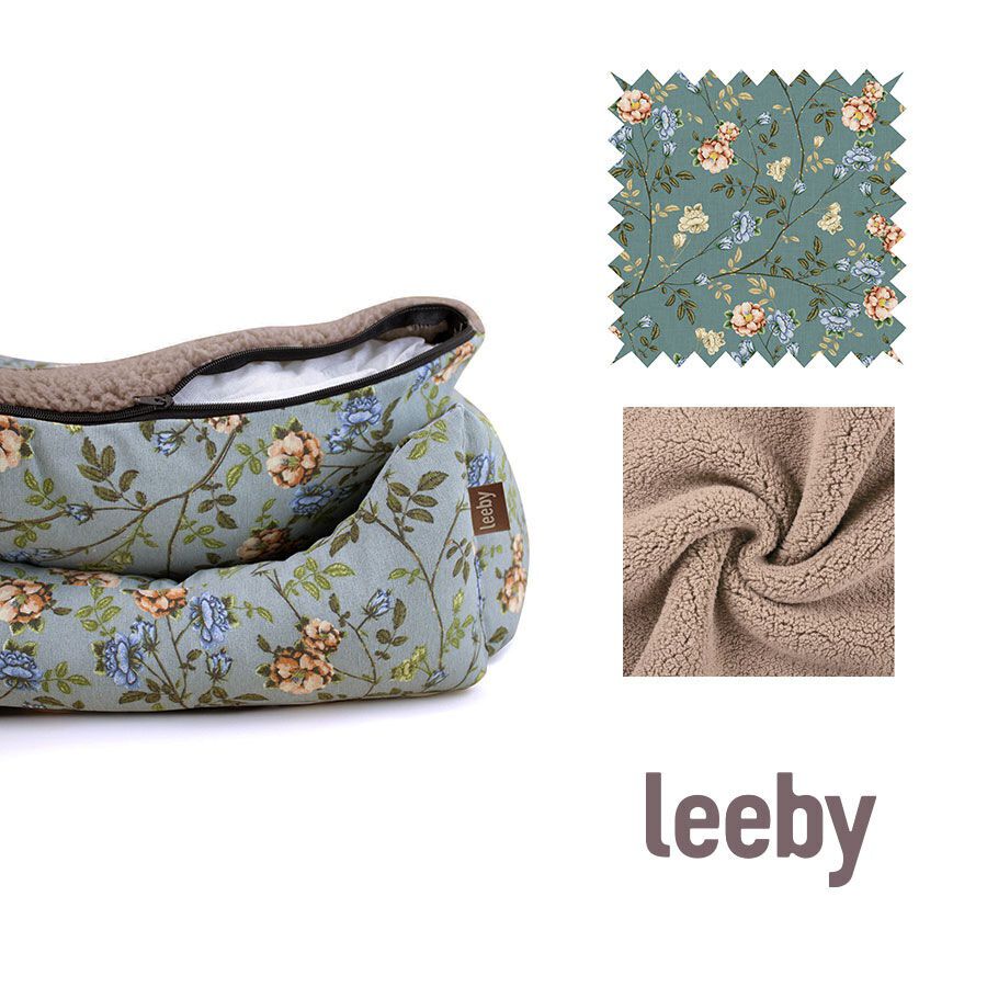 Leeby Cuna Desenfundable Turquesa de Flores para perros, , large Imagen numero 5