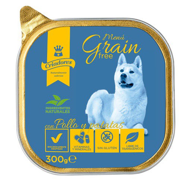 300 g Criadores Menú Grain Free Pollo y Patatas tarrina para perros,  Imagen numero 1 300 g Criadores Menú Grain Free Pollo y Patatas tarrina para perros, , large Imagen numero 1