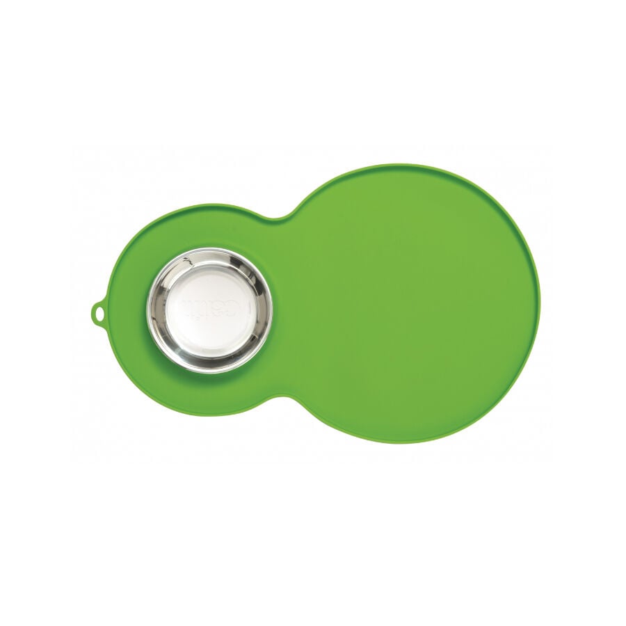 Catit Alfombrilla de Silicona y Comedero Inoxidable para gatos, , large Imagen numero 1