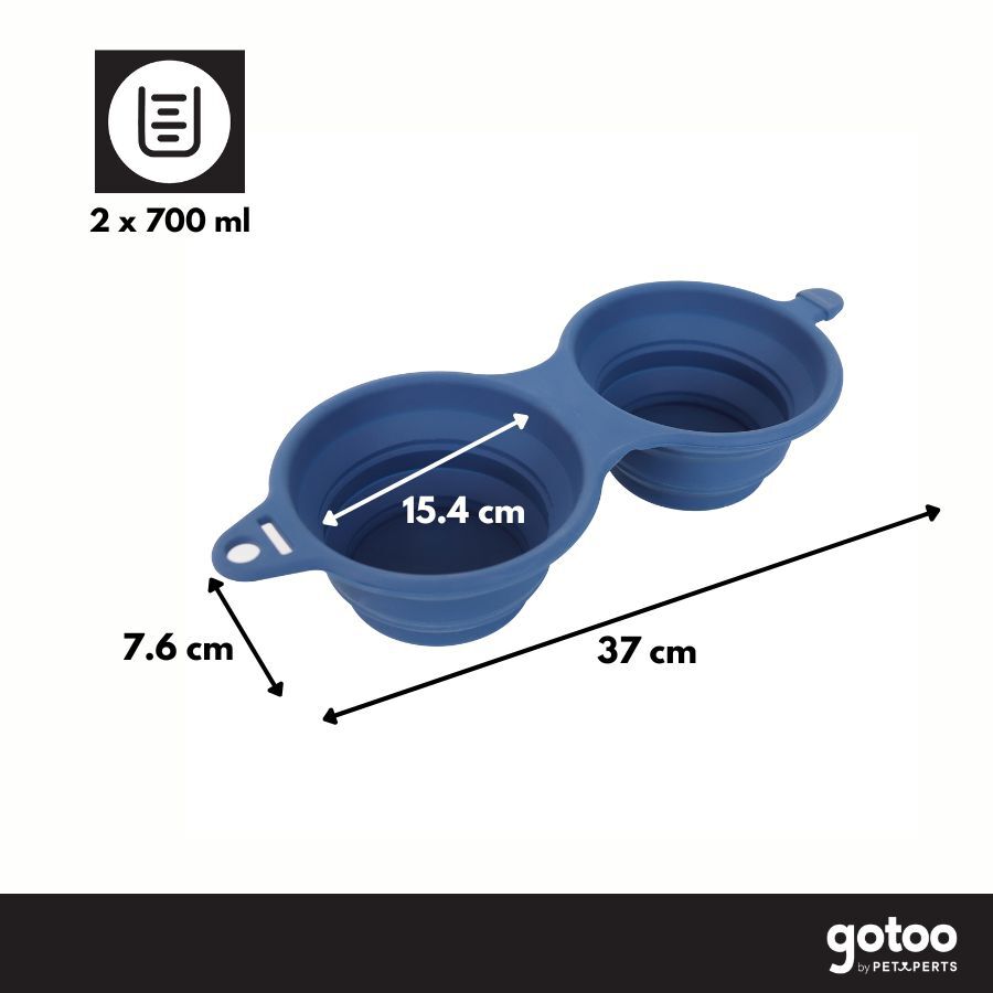 Gotoo Comedero Port&aacute;til Doble de Silicona Azul para perros y gatos, , large Imagen numero 4