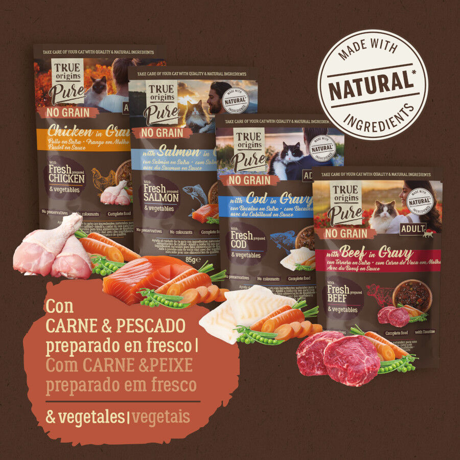 40 sobres x 85 g True Origins Pure Carne y Pescado Sobre para gatos &ndash; Multipack, , large Imagen numero 7