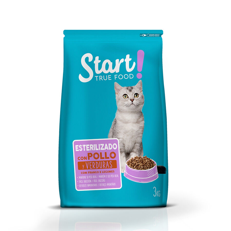 3 kg Start Esterilizado Pollo y Verduras pienso para gatos, , large Imagen numero 1