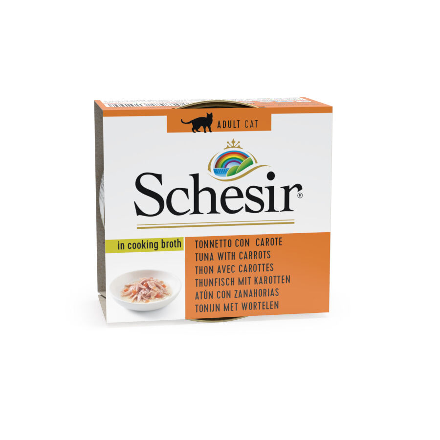 70 g Schesir At&uacute;n y Zanahorias en Caldo Lata para gatos, , large Imagen numero 1