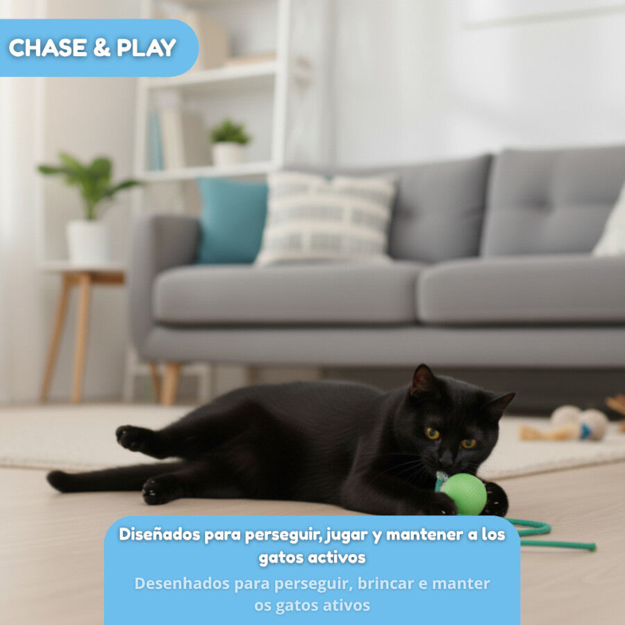 Tootoy! Pelota Interactiva con Luces y Cuerda Verde para gatos, , large Imagen numero 5