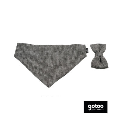Gotoo Set Bandana y Pajarita espiga gris para perros