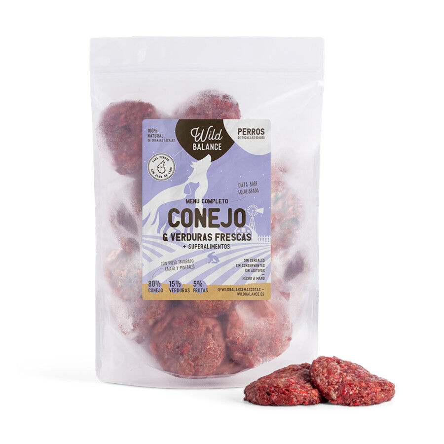 1 kg Wild Balance Men&uacute; Barf conejo con verduras comida congelada para perros, , large Imagen numero 1