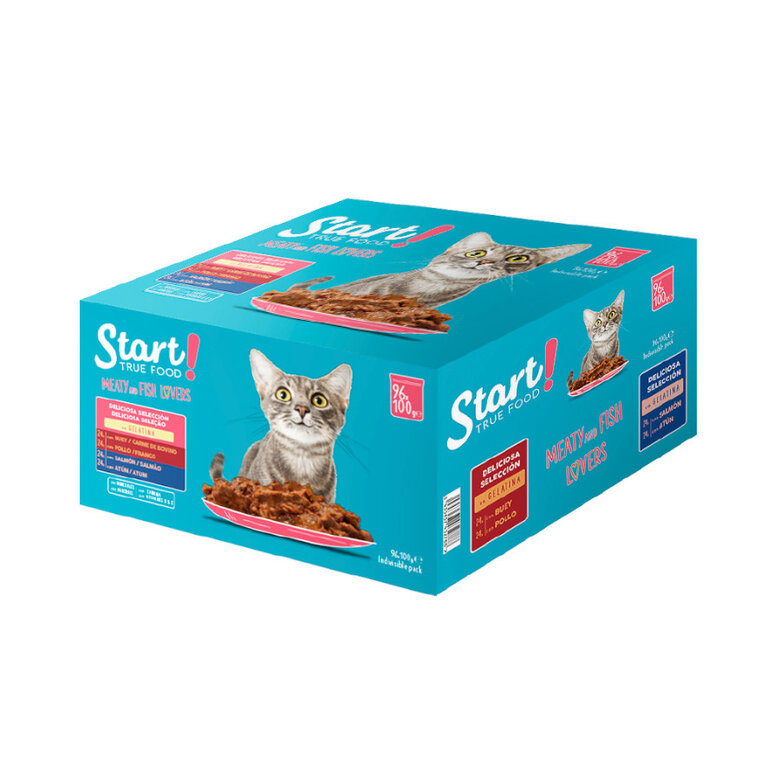 96 sobres x 100 g Start Cat Carne con Pollo y Pescado en Gelatina sobre para gatos,  Imagen numero 1 96 sobres x 100 g Start Cat Carne con Pollo y Pescado en Gelatina sobre para gatos, , large Imagen numero 1