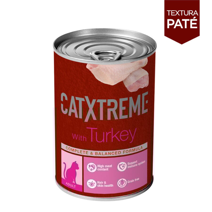 12 latas x 400 g Catxtreme Pavo en pat&eacute; lata para gatos &iexcl;Pack Ahorro!, , large Imagen numero 1