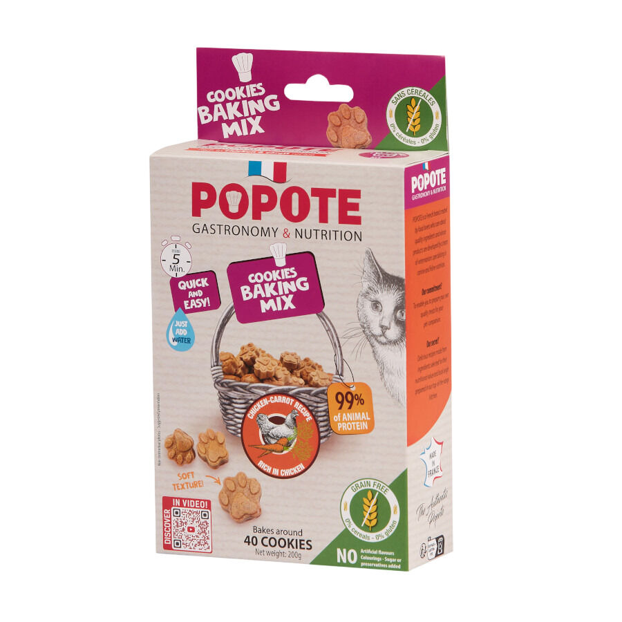 200 g POPOTE Kit Galletas Caseras Pollo y Zanahoria Grain Free para gatos, , large Imagen numero 1