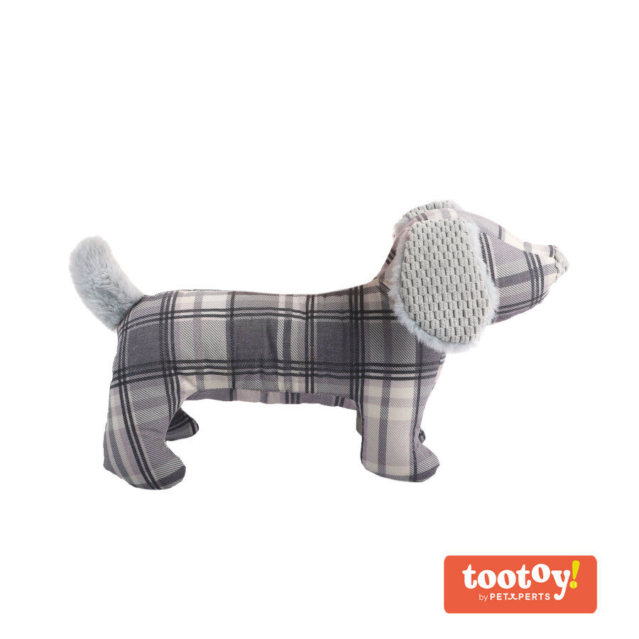 Tootoy! Tartan Dog Cuddler Grey Peluche para perros salchicha, , large Imagen numero 1