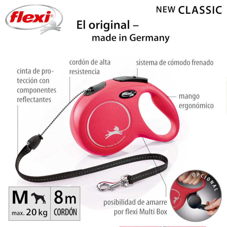 Flexi New Classic Correa de Cordón Extensible Roja para perros,  Imagen numero 2 Flexi New Classic Correa de Cordón Extensible Roja para perros, , large Imagen numero 2