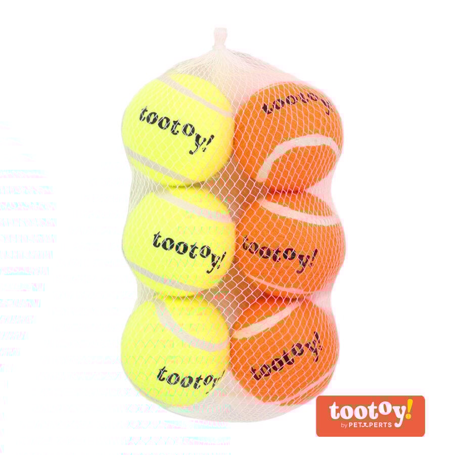 Tootoy! Chase Six Squeaker Ball pack de pelotas de tenis para perros, , large Imagen numero 1