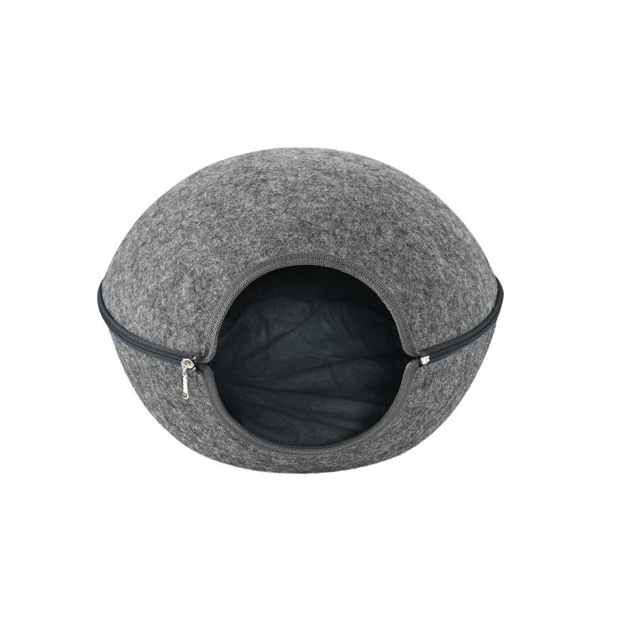 Leeby Cama Cueva Fieltro Gris para gatos, , large Imagen numero 1
