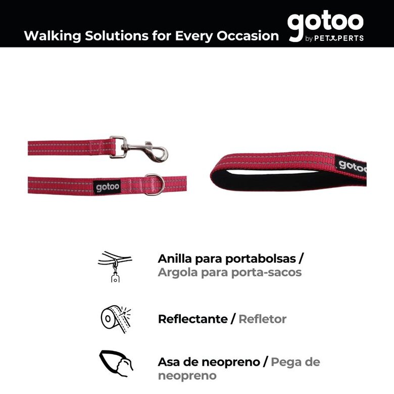 Gotoo Correa de nylon reflectante rosa para perros,  Imagen numero 3 Gotoo Correa de nylon reflectante rosa para perros, , large Imagen numero 3