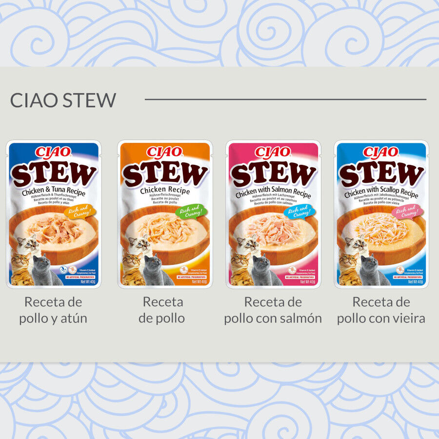 40 g Churu Stew Estofado de Pollo y At&uacute;n sobre para gatos, , large Imagen numero 4