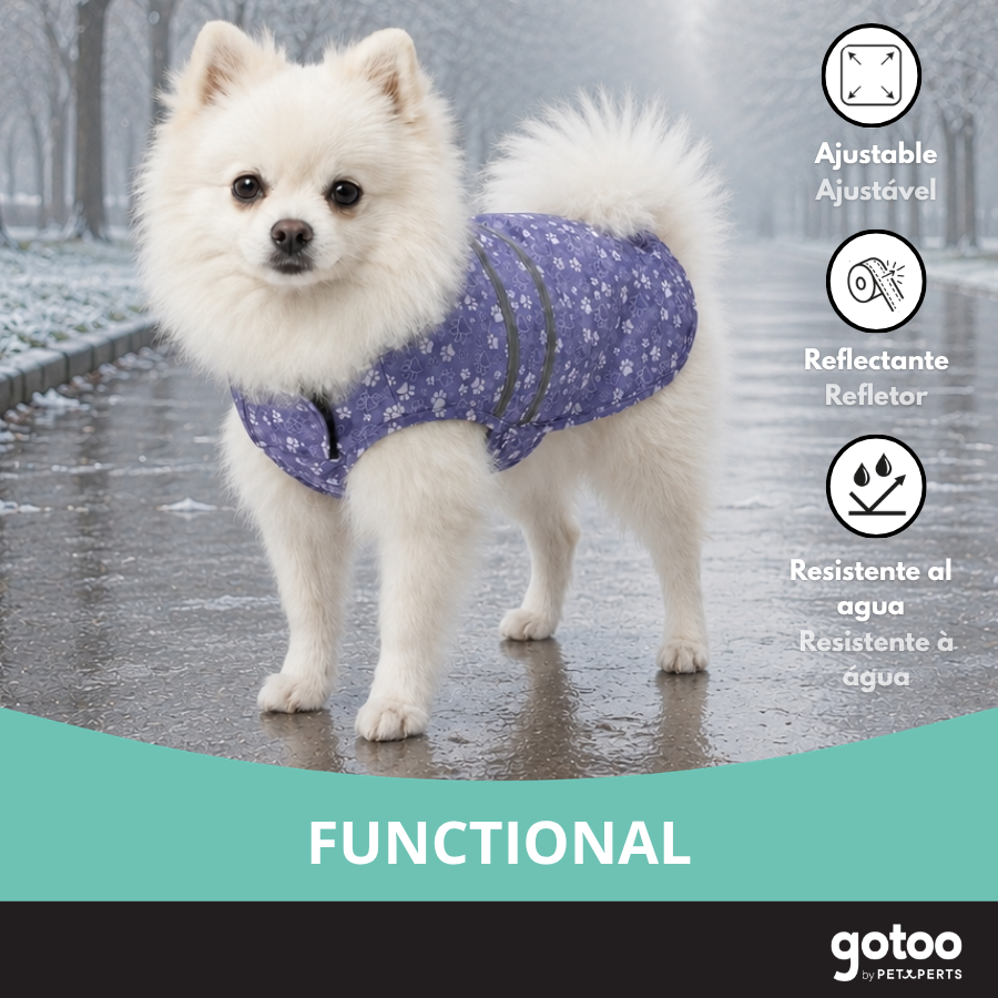 Gotoo Impermeable Estampado Huellas para perros, , large Imagen numero 6