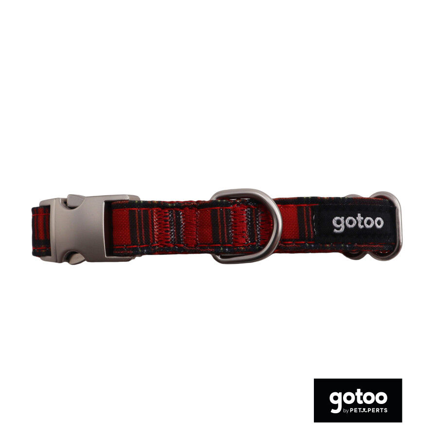 Gotoo Collar estampado tartán rojo para perros thumbnail