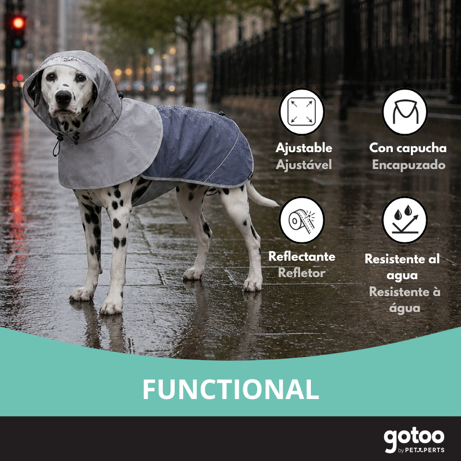 Gotoo Impermeable Gris con Capucha para perros, , large Imagen numero 6